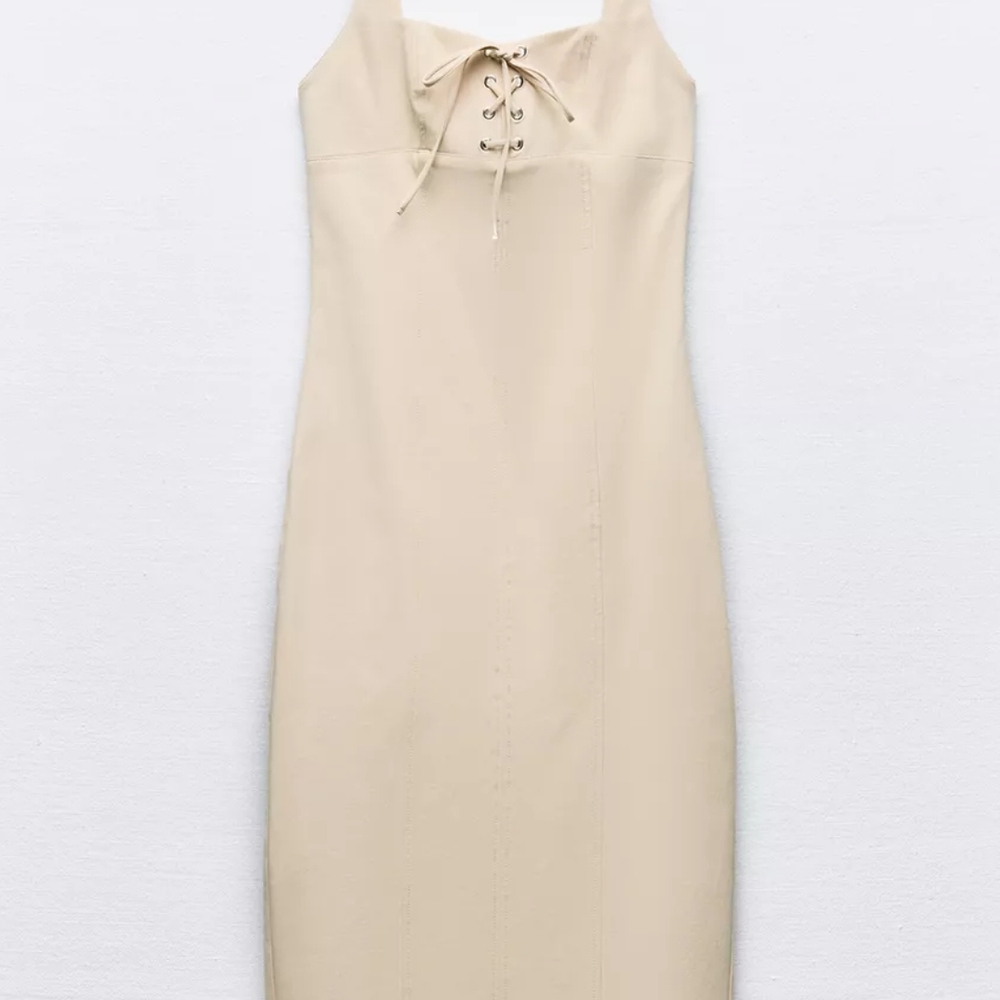 Zara Cream Sheath Cocktail Dress Halter Neck